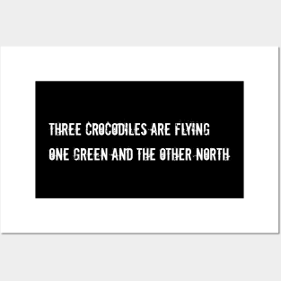 Three crocodiles are flying one green and the other Nort Posters and Art